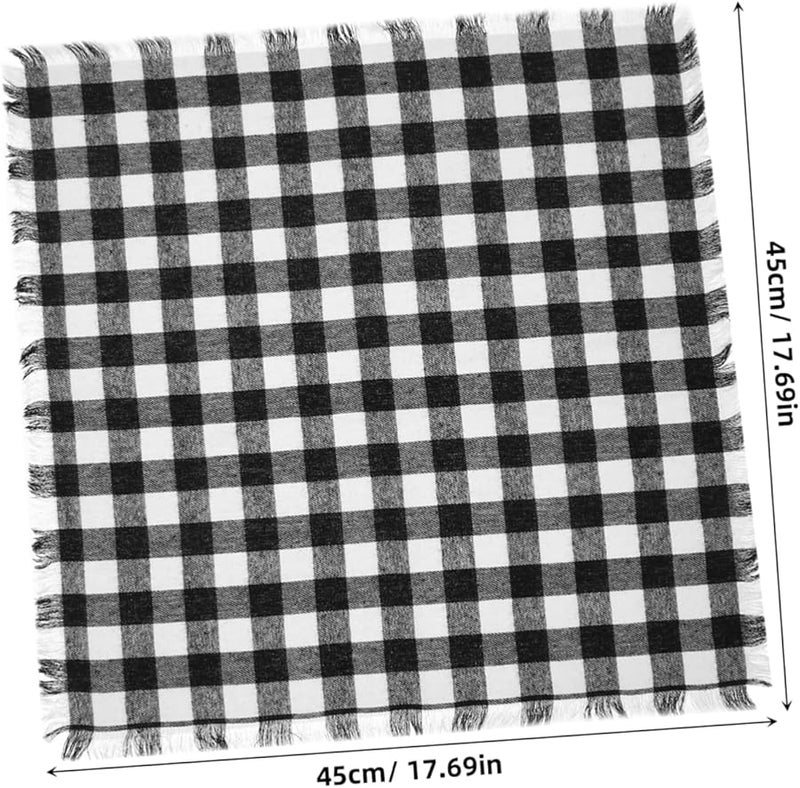 باليو 4 قطع مناديل قماشية منقوشة ناعمة قابلة للغسل وإعادة الاستخدام بتفاصيل هامشية - Image 2